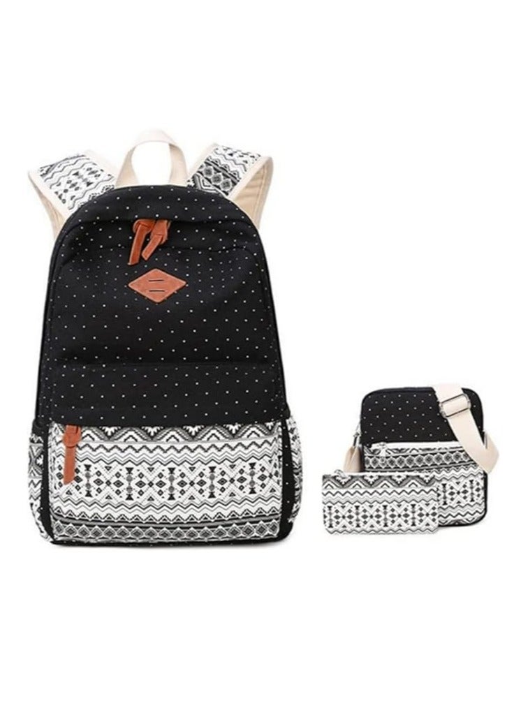 مجموعة  من 3 قطع حقيبة ظهر مدرسية، حقيبة مدرسية كاجوال محمولة للأولاد والبنات، حقيبة ظهر للطلاب، حقيبة ظهر للكمبيوتر المحمول مع حقيبة كروس وحقيبة تخزين، مناسبة للسفر في المدرسة والكلية والمكتب - Image 2